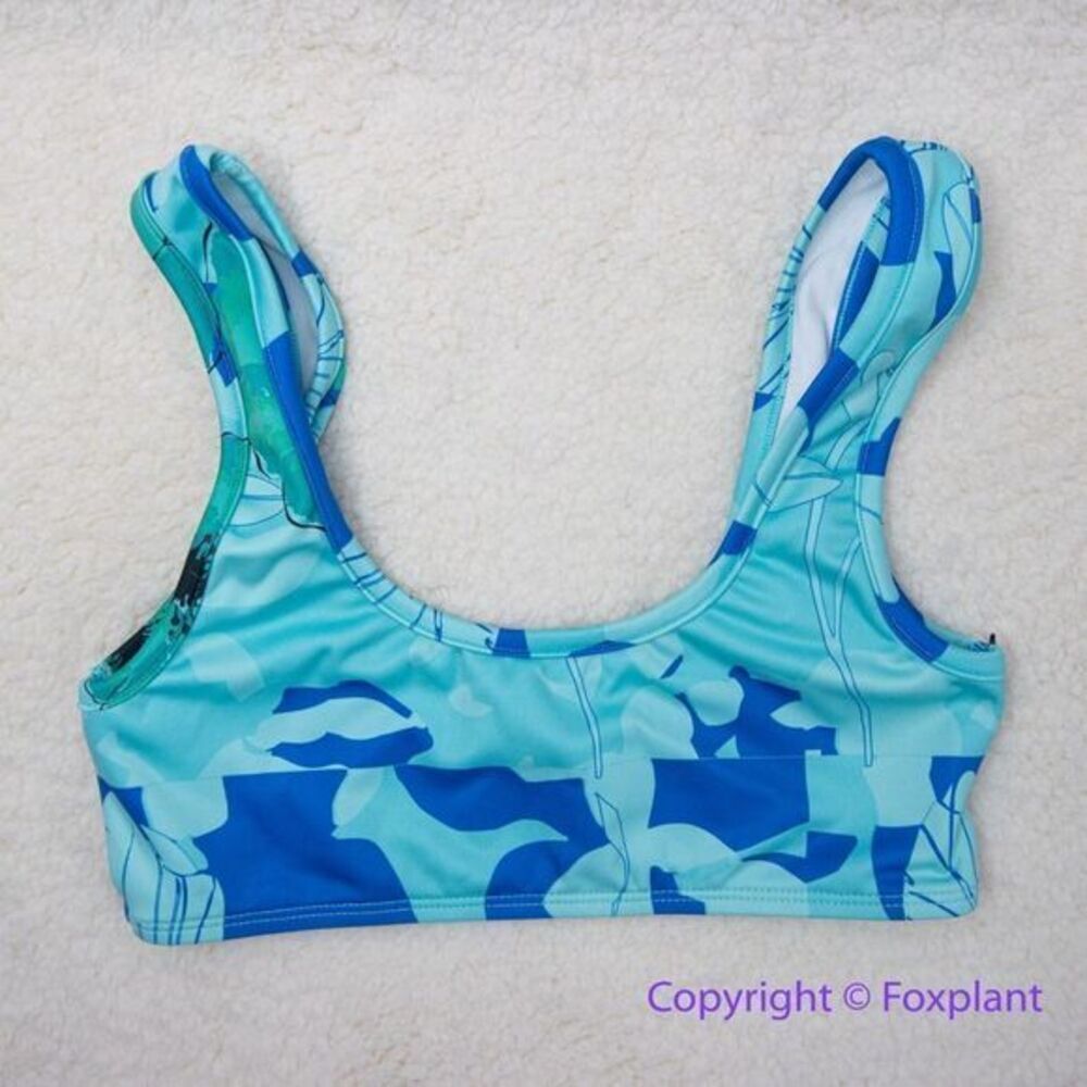 NEW Free People x Roopa x Beth‎ Richards Basic Bikini Top Blue Tropic, size XS